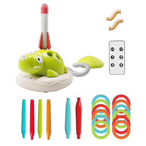 Jvjggag Ring Toss Toy, Rocket Launch Toy, Musical Jump Toss Rocket Launch Game, Interactive Ring Throwing Toy for Indoor and Outdoor Fun, Dinosaur-Themed Skipping Rope, Ring, and Rocket for Kids von Jvjggag