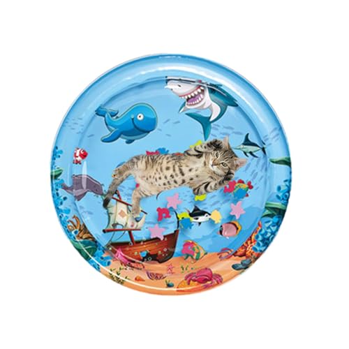 Jvjggag Sensorische Wasserspielmatte für Katzen, Wassermatte für Kinder,Katzenspielzeug Spielmatte | Aufblasbare Spielmatte mit Fisch, Kühlmatte für Haustiere, Sensor-Wasserspielmatte für Hunde, von Jvjggag