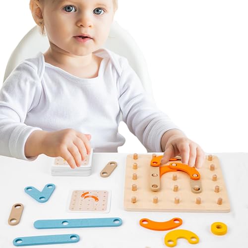 Jvjggag Stecktafel-Puzzle-Stapelblöcke,Stecktafel-Puzzle aus Holz | Puzzles Sinnesspielzeug für Kinder | Lernspielzeug für Vorschulkinder in ABC-Form, Holz-Buchstaben-Zahlen-Konstruktionsset von Jvjggag