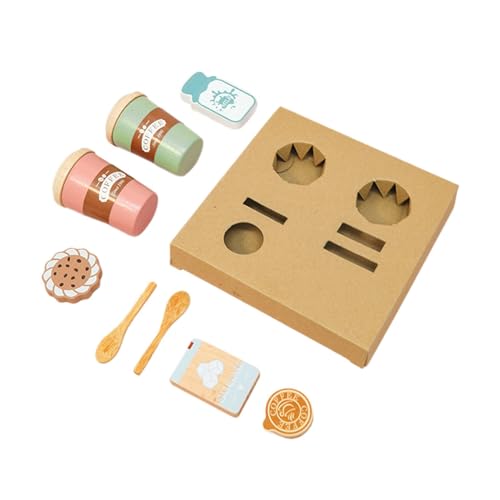 Kids Coffee Set, Pretend Play Toy, Kids Educational Toys, Coffee Playset, Wooden Simulation Play Coffee Set, Kitchen Role Play Toy, 7.36x7.36x3.54 Inches for Kids and Children Aged 3+ von Jvjggag