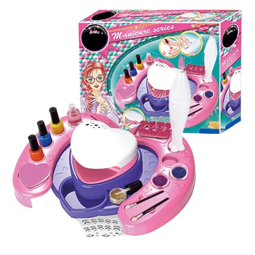 Nagellack-Set, Nagelstudio-Set, Nagelmaschinen-Schönheitsspielzeug, Prinzessinnen-Mädchen-Nagelset, All-in-1-Organizer, Nageltrockner enthalten, Spielzeug, niedliches Design, ungiftig, waschbar, Spaß von Jvjggag