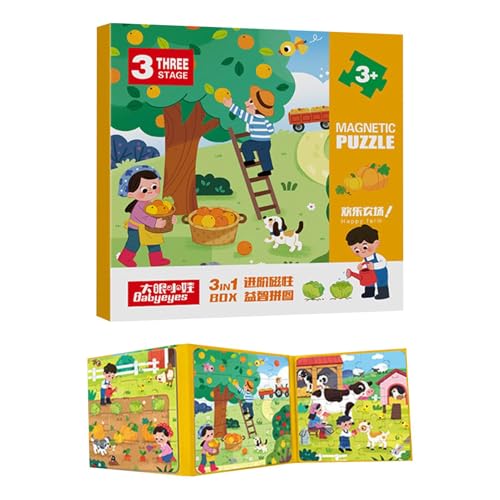 Puzzlebücher, Reiserätselbuch, magnetische Reiserätsel, Roadtrip-Aktivitäten, tragbare Puzzlebücher, magnetische Reiserätsel für Kinder, 22,24 x 7,09 Zoll von Jvjggag