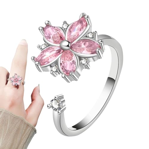 Spinnerring - Verstellbarer Blumenring zur Spannung | Edelstahl mit glattem rotierendem Band, beruhigendes sensorisches Spielzeug für Pendeln, lange Flüge, Reisen, Büro, Klassenzimmer, Zappelentspannu Spinnerring - Verstellbarer Blumenring zur Spannung | Edelstahl mit glattem rotierendem Band, beruhigendes sensorisches Spielzeug für Pendeln, lange Flüge, Reisen, Büro, Klassenzimmer, Zappelentspannu von Jvjggag