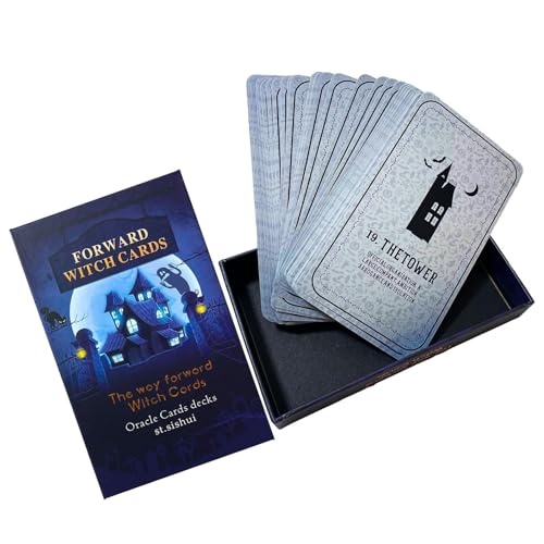 Tarotkarten, Hexenorakelkarten, Wahrsagungskarten, Wahrsagerspiel, Tarotkartendecks für Wahrsagerei und Wahrsagung, Familienspielabend Unterhaltung, Wahrsagungswerkzeuge für alle Fähigkeitsstufen von Jvjggag