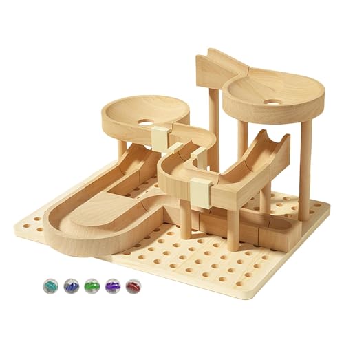 Wood Marble, Marble Track, Roller Coaster Model Kits, Building Blocks Toys, 3D Puzzle Brain Teaser Construction Play Set Stem Learning Toy Enhances Problem-Solving Skills Enhances Creativity for Kids von Jvjggag