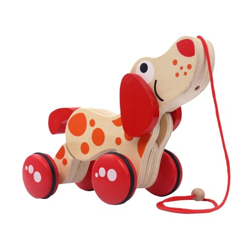 Wood Walking Pull Toys, Wooden Puppy Toddler Toy Walking Toy, Wood Materials, Developmental Kids Toy Push Pull Toys with String for Walking, 11.42x4.72x3.94 Inches von Jvjggag