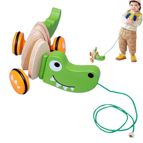 Wooden Pull Toys, Wooden Puppy Toddler Toy Walking Toy, Developmental Kids Toy Push Pull Toys with String for Walking, Push Toy for, Educational Wooden Pull Along Toy for Children, Wooden Tod von Jvjggag