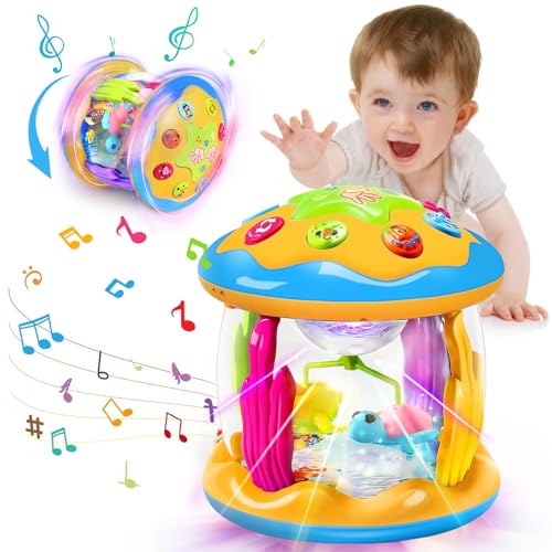 Jvshazup Baby Spielzeug 1 Jahr Mädchen Junge Drehender Projektor Kinderspielzeug ab 1 2 Jahr mit Musik/Licht, Interaktives Geschenk Babyspielzeug ab 12 18 Monate rühes Lernen für Kleinkind von Jvshazup