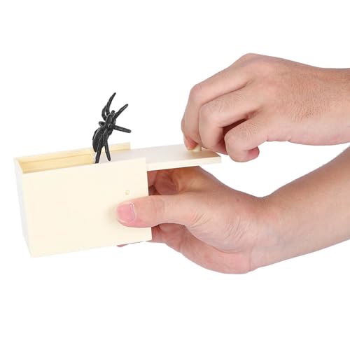 Jwthee Fake Spider in a Box Streich, Spinnen-Streichbox, handgefertigte Holz-Pop-Out-Schreckens-Überraschungsboxen, Scherzspielzeug, Halloween für Erwachsene und Kinder, Streiche von Jwthee