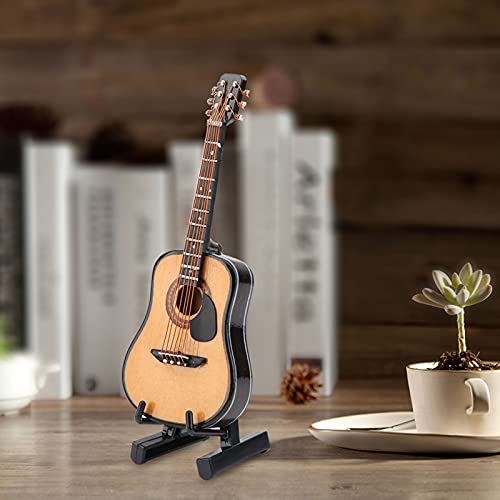 Miniatur-Gitarre aus Holz mit Ständer und Koffer, Mini-Musikinstrument, Miniatur-Puppenhaus-Modell, Modell-Display, Mini-Ornamente, Heimdekoration (10CM) von Jwthee