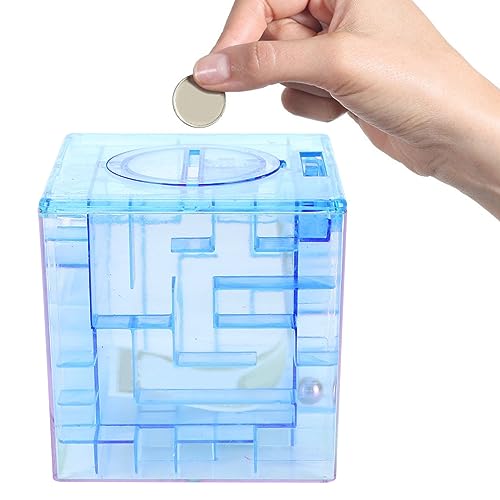 Money Labyrinth Puzzle Box, Piggy Bank Bargeld kann Labyrinth Spiel Sparbox 3.5x3.5x3.5in Bildungsbetrieb verdienen (Blau) von Jwthee