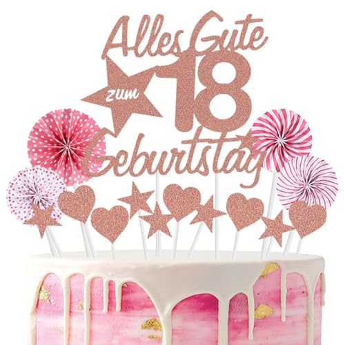 Jxuzh Alles Gute zum Geburtstag Cake Topper 18 Kuchendeko Geburtstag Happy 18.birthday Kuchendeko 18. Geburtstag Tortendeko 18 Rosegold 18. Geburtstag Kuchen Deko 18 Geburtstag Mädchen 18 Geburstags von Jxuzh