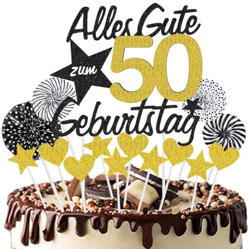 Jxuzh Cake Topper 50 Kuchendeko Geburtstag Schwarz Gold Happy 50.birthday Kuchendeko 50. Geburtstag Tortendeko 50 Schwarz Gold 50. Geburtstag Kuchen Deko 50 Geburtstag Frau Happy Birthday 50 Geburstag von Jxuzh