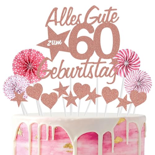 Jxuzh Cake Topper 60 Kuchendeko Geburtstag Rosegold Happy 60.birthday Kuchendeko 60. Geburtstag Tortendeko 60 Rosegold 60. Geburtstag Kuchen Deko 60 Geburtstag Frau Happy Birthday 60 Geburstagstorte von Jxuzh