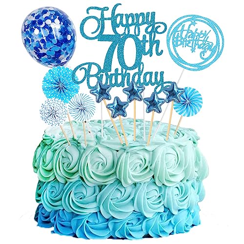 Jxuzh Cake Topper 70 Kuchendeko Geburtstag Blau Happy 70.birthday Kuchendeko 70. Geburtstag Tortendeko 70 Blau 70. Geburtstag Kuchen Deko 70 Geburtstag Frau Happy Birthday 70 Geburstagstorte Deko von Jxuzh