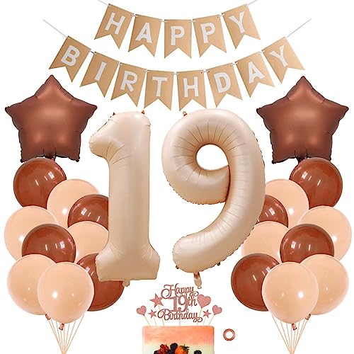 Jxuzh Geburtstagsdeko 19 Geburtstag Deko Jungen Mädchen Beige 19. Geburtstag Dekoration Apricot Luftballons 19. Geburtstag Mädchen Junge Party Deko 19. Geburtstag Mädchen 19 Jahre Geburtstagsdeko von Jxuzh