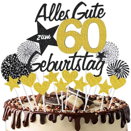 Jxuzh Tortendeko 60 Geburtstag Schwarz Gold Kuchen Tortendeko 60 Geburtstag Frau 60. Geburtstag Kuchen DekoTopper Cake Topper 60 Kuchendeko Geburtstag Happy 60 Birthday Kuchen Deko 60 Geburtstag Männe von Jxuzh