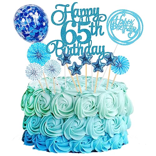 Jxuzh Tortendeko 65 Geburtstag Blau Kuchen Topper Cake Topper 65 Kuchendeko Geburtstag Happy 65 Birthday Kuchen Deko 65 Geburtstag Männer Tortendeko 65 Geburtstag Frau 65. Geburtstag Kuchen Deko von Jxuzh