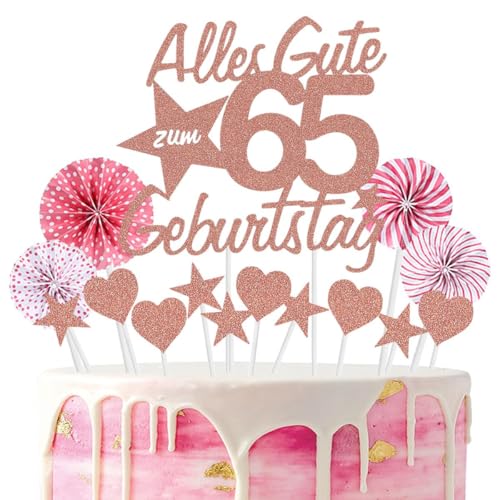 Jxuzh Tortendeko 65 Geburtstag Rosegold Kuchen Tortendeko 65 Geburtstag Frau 65. Geburtstag Kuchen DekoTopper Cake Topper 65 Kuchendeko Geburtstag Happy 65 Birthday Kuchen Deko 65 Geburtstag Männer von Jxuzh