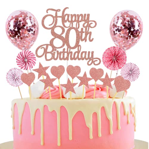 Tortendeko 80 Geburtstag Rosegold Junge Mädchen Happy Birthday 80 Glitter Cake Topper 80.kuchendeko Geburtstag Happy 80th Birthday Tortendeko 80 Jahre Geburtstag Kuchen Deko 80 Geburtstag Mädchen von Jxuzh