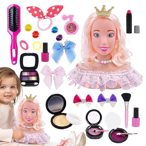 Haarflecht-Mannequin-Kopf, Haar-Mannequin-Kopf für Kinder,Mannequin Friseur Flechten Puppe - Kosmetologische Haarstyling-Schaufensterpuppenköpfe für Mädchen und Kinder ab 3 Jahren von Jyxuyy