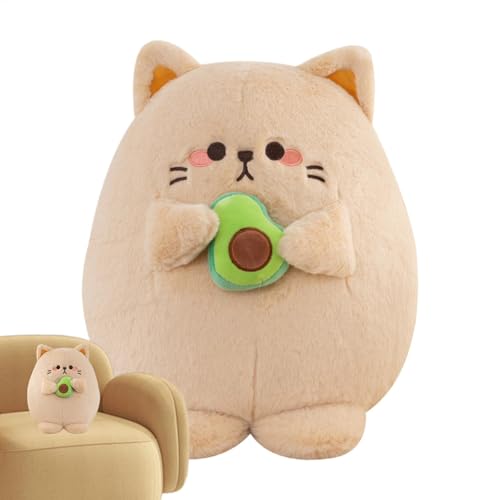 Jyxuyy Adorable Cat Plush Doll | 13.78 Inches Cat Plush Pillow Toy Holding Avocado | Soft Cartoon Stuffed Animal Plush Toy for Kids and Adults, Cute Cat Plushie for Home, Bedroom, and Collectors von Jyxuyy