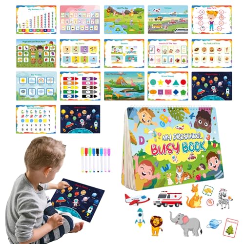 Jyxuyy Busy Book, Preschool Busy Book, Preschool Learning Activities, Education Workbook Activity Binder, Sensory Educational Toys, Kindergarten Learning Activities for Boys Girls von Jyxuyy