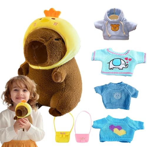 Jyxuyy Capybara-Plüsch Mit Kleidung, Stofftier-Plüsch, Cartoon-Capybara-Spielzeug, Bezauberndes Und Lustiges Design, Tolle Geschenkidee Und Interaktives Spielen, 23 cm 9,06 Zoll, Für Kinderspielzeug von Jyxuyy