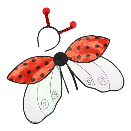 Jyxuyy Ladybug Wings For Girls | Halloween Costumes With Ladybug Bee Wings And Headband | Cosplay Masquerade Accessories For Kids And Adults | Perfect For Stage Performances And Halloween Parties von Jyxuyy