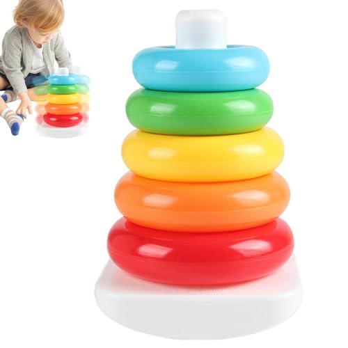 Jyxuyy Rainbow Stacking Rings Toy | Rainbow Stacker Ring Educational Toy | Early Educational Learning Stacking Tower, Kids Toy Stacker, Building Rings Stacker for Home, Toy for von Jyxuyy