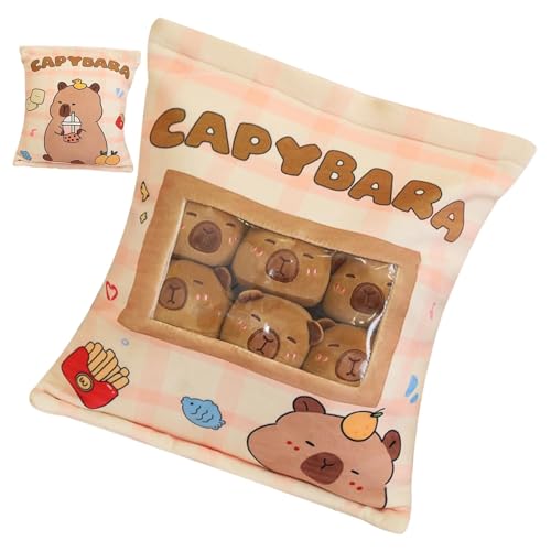 Jyxuyy Snack Bag Pillows, Snack Pouch Pillows, Capybara Throw Pillow, Removable Bag, Snack Storage Pillows, Cute Cartoon Plush Pillow, Snack Bag Pillows for Kids von Jyxuyy