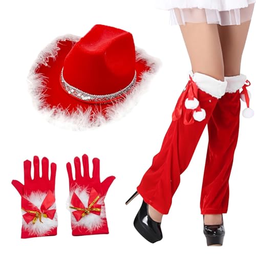 Jyxuyy Weihnachtskostüm-Set, ausgefallene Urlaubs-Outfits, Weihnachtskleidung für Damen, Bühnenauftritts-Outfits, Weihnachtsmütze enthalten, elegante Weihnachtsmann-Outfits für Bühnenauftritte, von Jyxuyy