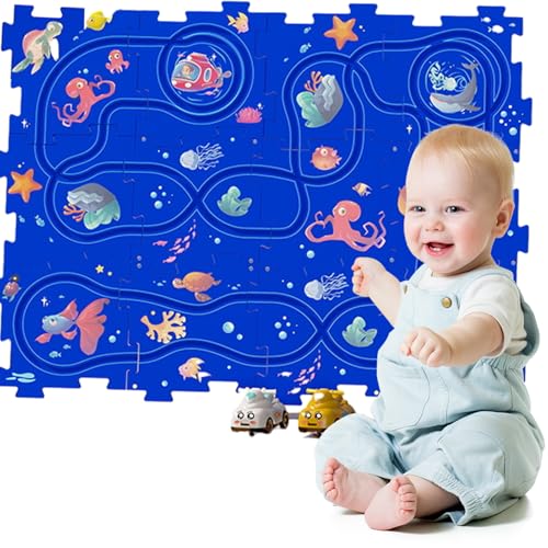 Puzzle-Autobahn-Spielzeug, Puzzle-Racer-Autobahn-Set - Kinder-Autobahn-Set - Pädagogisches Triebwagen-Boden-Puzzle-Spielzeug, Puzzle-Gleiswagen-Spielset, interaktiv für Kinder, Kinder, von Jyxuyy