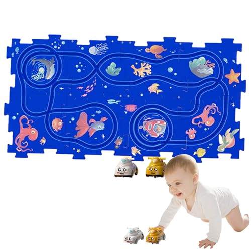 Puzzle-Rennstrecke für Kinder, Puzzle-Autobahn-Spielzeug, Triebwagen-Bodenpuzzle-Spielzeug, Pädagogisches Triebwagen-Boden-Puzzle-Spielzeug, Puzzle-Gleiswagen-Spielset, interaktiv für Kinder, Kinder, von Jyxuyy