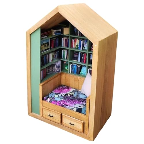 Winziges Bücherregal, Miniatur-Bücher-Dekor, Stressabbau-Bücherregal, kleines Buch-Set, innovatives Bücherzimmer, Bücherregal-Szene für Heimdekorationen, Wohnzimmer, Schlafzimmer von Jyxuyy