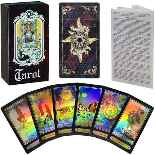 Jzhen Tarot Karten Tarotkarten Legen Lernen,78 Tarotkarten Mit Anleitung,Tarot Für Anfänger,Runic Tarot,Tarotkarten Set,Tarot Deck Zukunft Spiel Karten Set Mit Bunten Box Kartenspiele von Jzhen