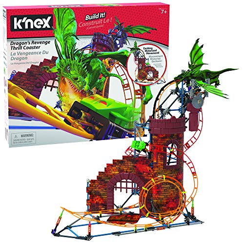 Basic Fun 34043 Rides K'nex Dragon's Revenge Thrill Roller Coaster Building Set Dragon Bausatz, Mehrfarbig von K'Nex