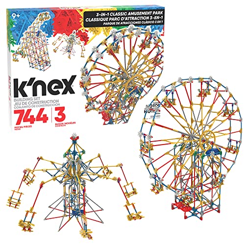 K'NEX 17035 Thrill Rides 3-in-1 Classic Amusement Park Building Set, 744 Piece Kids Building Set for Creative Play, Hours of Fun Making Three Fair Ground Rides, Suitable for Boys and Girls Aged 9+ von K'Nex