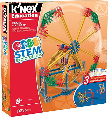 MINT-Forschung Getriebe-Baukastenset, K'NEX Bildung, Basic Fun, 79318, Lernset mit 3 funktionierenden Designs, Technik für Kinder, Konstruktionsspielzeug für Jungen und Mädchen Ab 8 Jahren von K'Nex