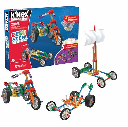 MINT-Forschung Fahrzeug-Baukasten, K'NEX Bildung, Basic Fun, 79320, Lernspielzeug für Kinder, MINT-Lernset mit 131 Teilen, Technik für Kinder, Konstruktionsspielzeug für Jungen und Mädchen Ab 8 Jahren von K'Nex