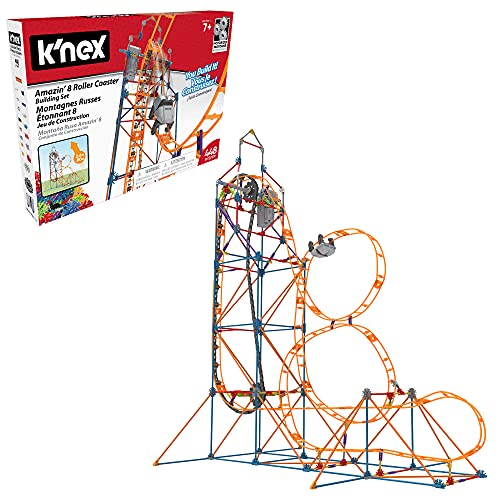 K'NEX 80216 Amazin' 8 Achterbahn-Baukasten, buntes Konstruktionsspielzeug für Jungen und Mädchen, Achterbahnspielzeug für Kinder, 448-teiliger Baukasten ab 7 Jahren von K'Nex