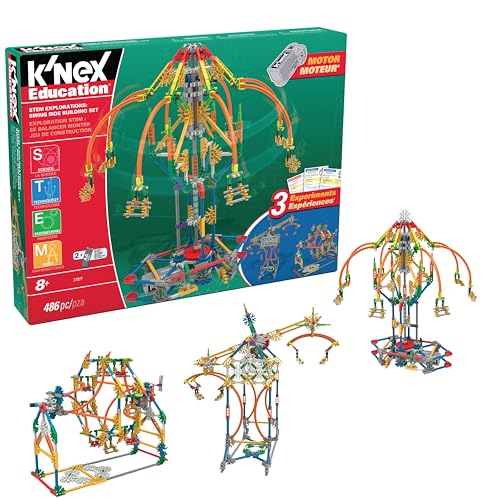 Kettenkarussell-Baukasten, K'NEX Bildung, Basic Fun, 77077, MINT-Lernset mit 486 Teilen, Technik für Kinder, Konstruktionsspielzeug für Jungen und Mädchen Ab 8 Jahren von K'Nex