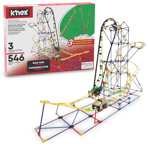 MINT-Forschung Achterbahn-Baukasten, K'NEX Bildung, Basic Fun, 77078, MINT-Lernset mit 546 Teilen, Lernspielzeug für Kinder, Konstruktionsspielzeug für Jungen und Mädchen Ab 8 Jahren von Basic Fun