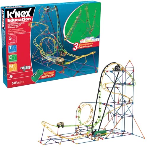 MINT-Forschung Achterbahn-Baukasten, K'NEX Bildung, Basic Fun, 77078, MINT-Lernset mit 546 Teilen, Lernspielzeug für Kinder, Konstruktionsspielzeug für Jungen und Mädchen Ab 8 Jahren von K'Nex