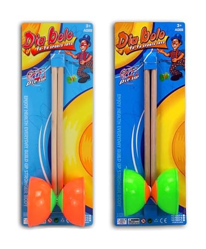 K-S-S 1 X Diabolo besteht aus 2 Holzstäben, je ca 35cm, Band und einem ca 11cm Diabolo. von K-S-S