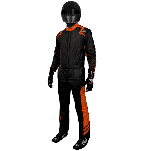 K1 Aero Nomex® Feueranzug für Erwachsene, SFI 3.4/5, Schwarz, Orange, Größe M/L, 54 von K1 Race Gear