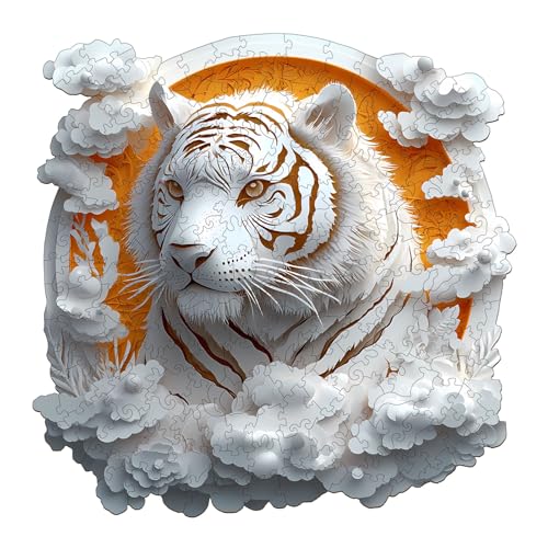 Holzpuzzle Erwachsene,KAAYEE 3D Papier Tiger Holz Puzzle Erwachsene,Unregelmäßige Einzigartige Puzzle,Einzigartige TierföRmige Holzpuzzles,Puzzle Erwachsene mit Geschenkbox aus Holz von KAAYEE