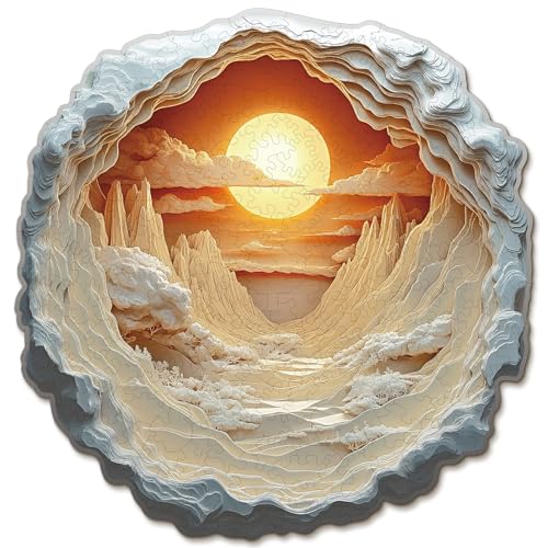 Holzpuzzle Erwachsene,KAAYEE 3D Wald Sonnenuntergang Holzhaus Holz Puzzle Erwachsene,Unregelmäßige Einzigartige Puzzle,Einzigartige TierföRmige Holzpuzzles,Puzzle Erwachsene mit Geschenkbox aus Holz von KAAYEE