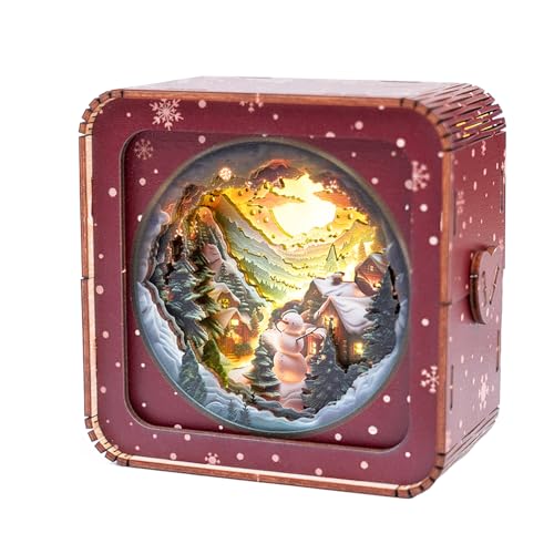 KAAYEE 3D Holzpuzzle Nachtlicht Erwachsene, (Snow Mountain Cottage) 3D Puzzle Holz Nachtlicht Erwachsene, Wooden Puzzle 3D Lampe Geschenkbox Geschenke für Frauen Männer zum Weihnachten Geburtstag von KAAYEE