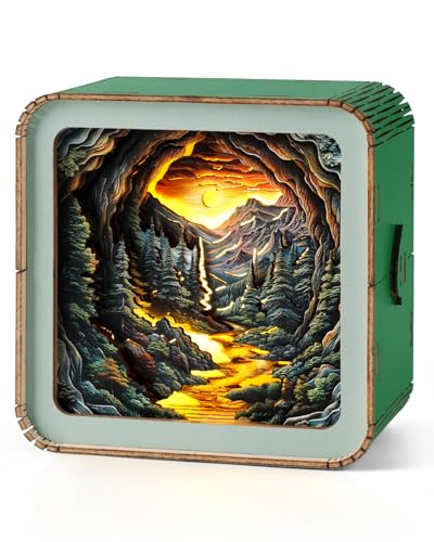 KAAYEE 3D Puzzle Nachtlicht Erwachsene, (Morgenwald) 3D Holzpuzzle Nachtlicht, Wooden Puzzle 3D Night Light, 3D Puzzle Holz Nachttischlampe von KAAYEE